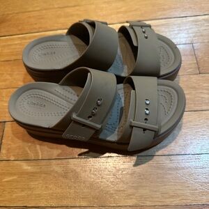 CROCS Taupe Double Strap Sandals